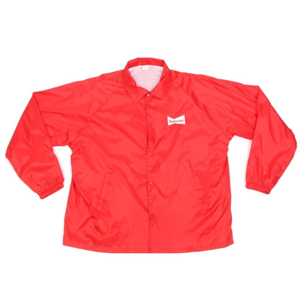 vtg BUDWEISER NYLON JACKET Beer Delivery Guy Uniform Patch Windbreaker sz M /837